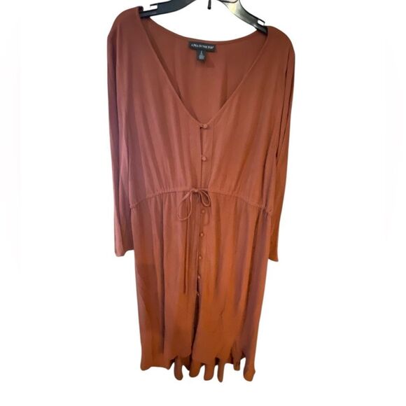 A Pea in the Pod Sz S Rust Boho Flowy Maternity Pregnancy Rayon Dress - Picture 2 of 8
